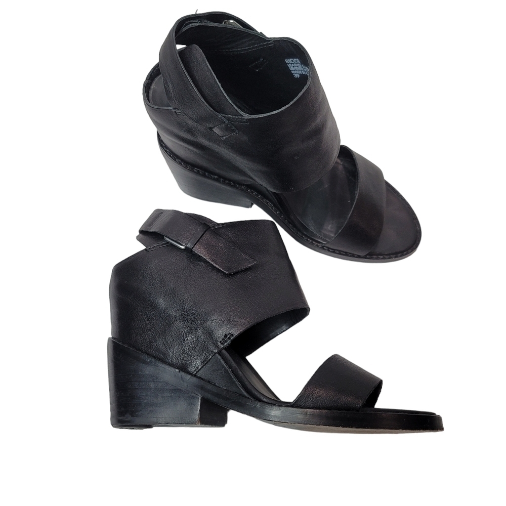 ASH Rider Wedge Black Leather Sandals Size 39